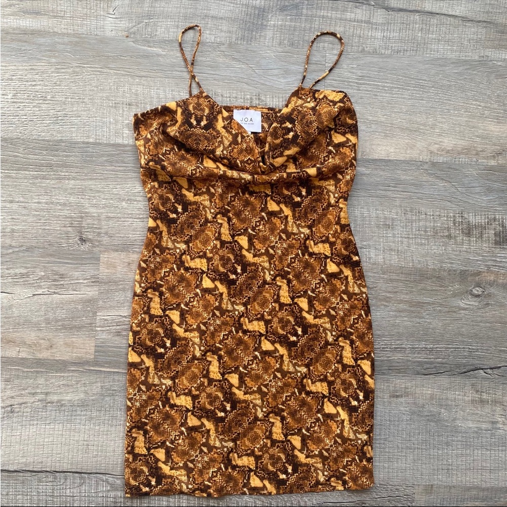 J.O.A Snake Print Cowl Neck Mini Dress Size Small